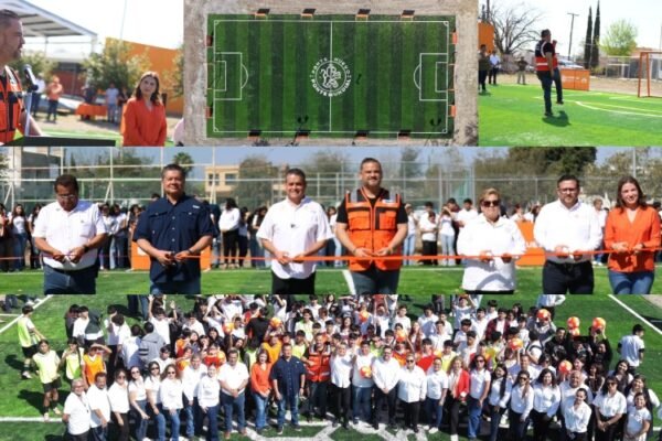Carlos Rodríguez inaugura cancha deportiva en el CECyTE; van 37 en Cadereyta